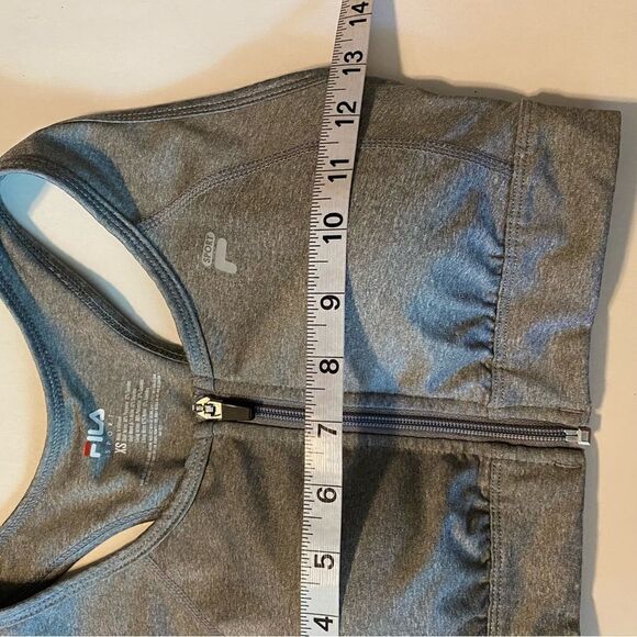 FILA SPORT Zip Front Medium-Impact Sports Bra light gray women’s XS - Picture 2 of 5